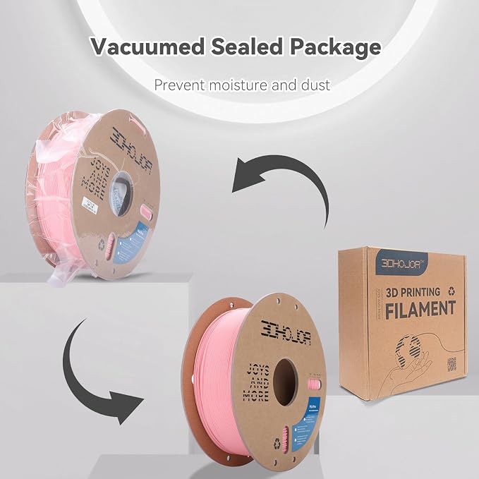 3DHoJor PLA Pro (Plus) Filament 1.75mm, 3D Printer Filament, Cardboard Spool 3D Printing Filament, Dimensional Accuracy +/- 0.03 mm,Soft Pink, 1kg