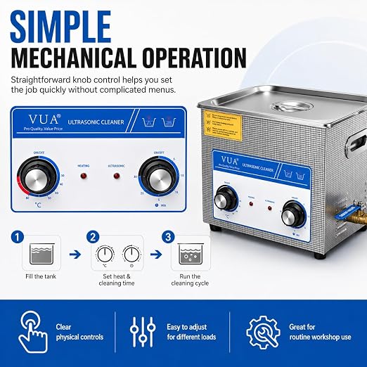 15L Ultrasonic Cleaner Machine with Heater, Professional Industrial Ultrasonic Cleaner 40kHz Stainless Steel Parts Cleaner for Automotive Parts, Tools, Carburetors, Jewelry and Workshop Maintenance