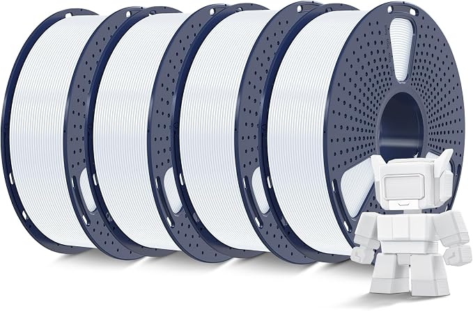 SUNLU High Speed PLA Filament 1.75mm, 4kg, White*4 | 30mm/s - 600mm/s Print Range, 1kg per Spool, Pack of 4, High Flow Speedy 3D Printer PLA Filament, Fast Printing, Neatly Wound