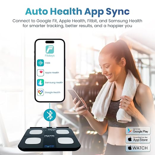 Smart Weight Scale for Body Weight with Mobile App | 8-Electrode Digital Weight Scale | BIA Technology for BMI, Muscle Mass & More | Bluetooth Connectivity