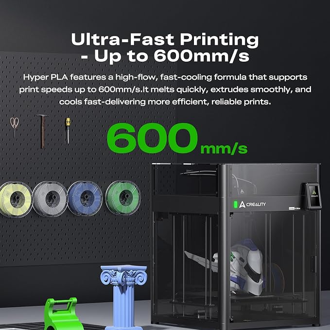 Creality Hyper PLA Filament Bundle 4KG, RFID 3D Printer Filament PLA 1.75mm for High Speed 30-600mm/s, Support CFS, Fits for Most 3D Printers (Black&White&Grey&Red)