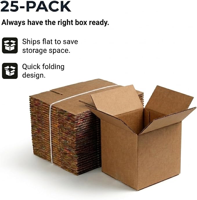 BOX USA 10x10x10 Small Boxes for Shipping, Moving & Packing, 25-Pack