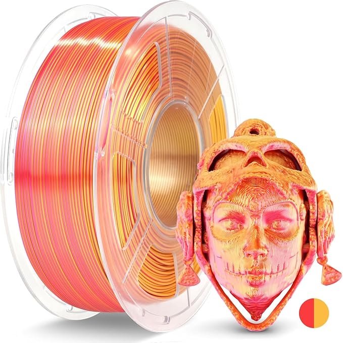 JAYO Silk Dual Color PLA Filament 1.75mm Red-Gold 1.1kg, Shiny Gradient Dual-Tone PLA, High Gloss Finish, Easy to Print, Layer Concealing, Fits for Most FDM 3D Printers