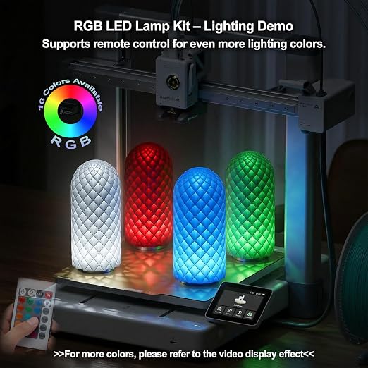 20PCS Remote Control RGB LED Lamp Kit 001 for Bambu Lab H2D/X1/P1P/A1 Multicolor Includes Button Battery Makerworld for Anycubic Makeronline 3D Printer Light DIY Hardware Model Parts USB