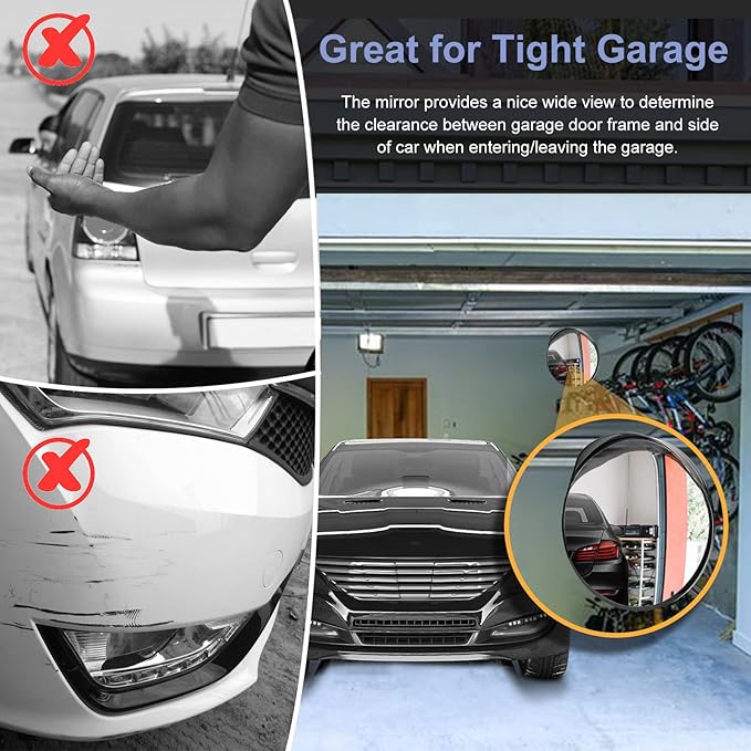 moveland 18 Inch Convex Security Mirror for Parking Assist, Adjustable Wide View Acrylic Convex Mirror for Garage, Blind Spot, Business, Office, Warehouse, Traffic (Support Indoor and Outdoor)