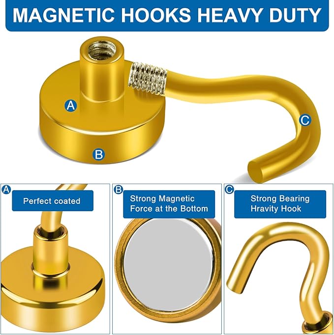 LOVIMAG Magnetic Hooks, Cruise Essentials 2026, 12 Pack-30LBS | Heavy Duty Strong Magnet Hook for Cruise Cabin, Refrigerator Fridge, Ship, Classroom, Kitchen Grills, Black