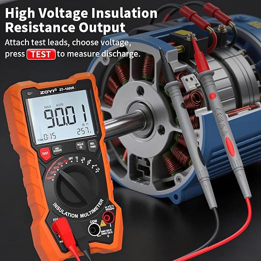 ZOYI ZT-1000R 2 in 1 Megohmmeter Multimeter, Max 1000V with DAR & PI, Insulation Resistance up to 20GΩ, 19999 Counts, AC/DC Diodes Ohm, TRMS, Auto-Ranging, Frequency and Temperature
