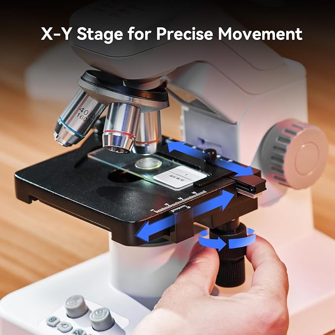 TOMLOV DM301 Max Microscope for Kids Students Adults with X-Y Stage, Digital Microscope Camera with 7" Screen, TV & PC Display, Wireless Biological Lab Scope for School Home Education with Slides
