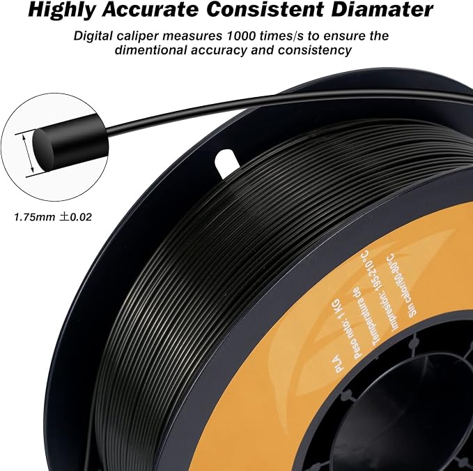 Kingroon PLA 3D Printer Filament, Dimensional Accuracy +/- 0.02 mm, 1 kg Spool(2.2lbs), 1.75 mm,2KG White+Black