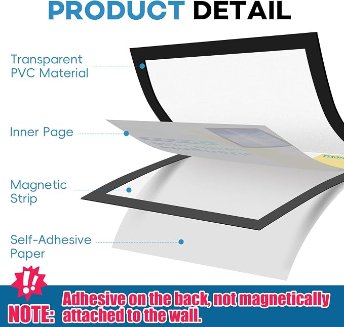 YixangDD 50 Pack Magnetic Sign Holder 8.5 x 11, Self-Adhesive Magnetic Wall Mount Sign Holder, Document Holder for Wall Window Office Poster Store