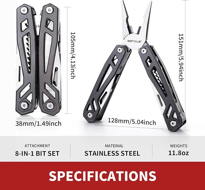 Father‘s Day Gifts for Men Dad Him, WETOLS 21-in-1 Multitools with Pocket Knife, Stainless Steel Self-locking Pliers with 8 Screwdriver Bits, Multi Tool Survival Gear, EDC Knife with Pouch for Outdoor