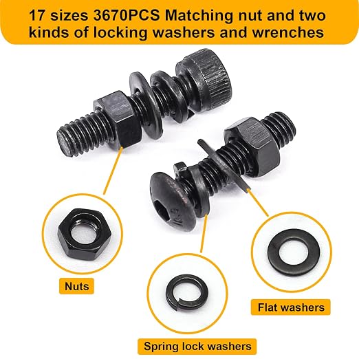 weideer 2322pcs Metric Screws Assortment,M3 Screw Assortment Kit,M3x4MM-35MM,12.9 Alloy Steel Hex Socket Head 10.9 Alloy Steel Hex Button Head,Bolts Nuts and Washers with Allen Wrench for 3D Printing