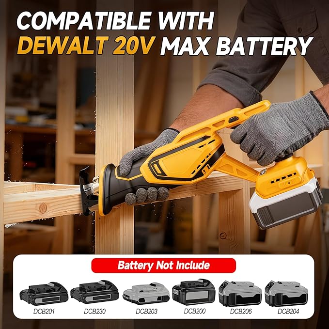 Cordless Reciprocating Saw Compatible with Dewalt 20V Max Battery, Brushless Sawzall Electric Recip Saw with 8 Blades, 0-3500 RPM Speed, for Wood/Metal/PVC Cutting, No Battery