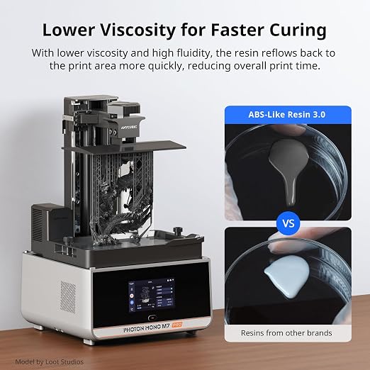 ANYCUBIC ABS-Like Resin 3.0, Upgraded 14K 3D Printer Resin with Enhanced Strength and Toughness, High Precision, Low Odor, Wide Compatibility for All LCD Resin 3D Printers (Black, 1kg)
