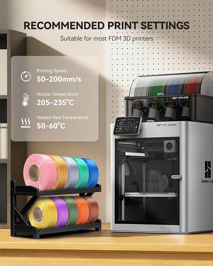 SUNLU Silk PLA Plus Filament Refill 1.75mm, 4KG,1KG/Roll, Black*4 | Smooth Silky Surface, Silk Filament Bundle, No Spool, Compatible with Bambu Lab 3D Printers