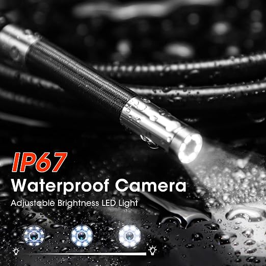 Epicmate 210°Two-Way Articulating Borescope with Light- 5" Inspection Endoscope Camera with Light, Flexible Industrial Boerscope 0.24in Probe Snake Camera for Wall Automotive, HVAC & Mechanics