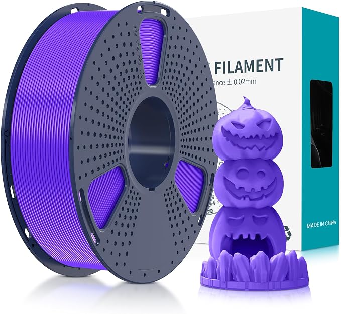 SUNLU Fluorescent PLA 3D Printer Filament, PLA Filament 1.75mm, Brighter Color for Halloween Decoration, Neatly Wound Filament, Fit Most FDM 3D Printer, 1kg Spool, Fluorescent Purple