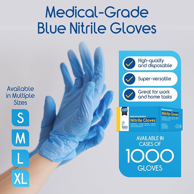 Inspire Nitrile Exam Gloves | The Original Quality Stretch Nitrile Light Blue | 4.5 Gloves Disposable Latex Free Medical EMT