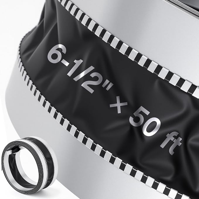 Zonon 6-1/2 x 50 ft Vinyl Flexible Duct Connector Canvas Duct Connector Roll for Dryers Range Hoods HVAC Kitchen and Other Household Scenarios