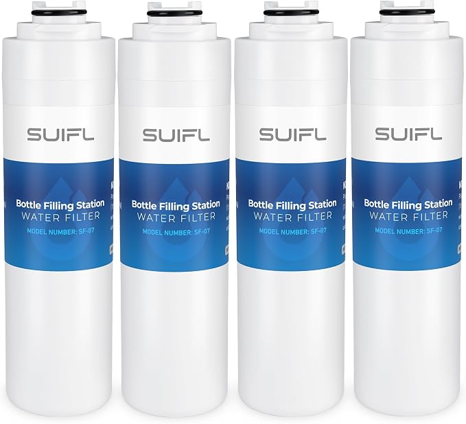 51300C Water Filter Replacement for Elkay ERF750, Halsey Taylor 55898C, Compatible with Universal Filtration Kit EWF3000, HWF3000, Elkay LZS8WSLK, 4 Pack (NO CHIP)