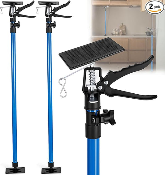 Cabinet Jacks 2Pcs, Adjustable Support Pole 45" to 114", Telescopic Steel 3rd Hand Support Pole for Cabinet Jack, Cargo Bar, Drywall Installations, Support Rod Dust Barrier Poles Bearing Up to 154 lbs
