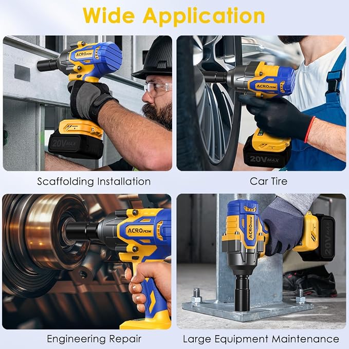 Cordless Impact Wrench for DEWALT 20V Battery | 1/2 Inch Brushless Motor High Torque Power Impact Gun, 1000 Ft-lbs(1360NM), 3-Mode Speed, LED Light(Bare Tool Only)