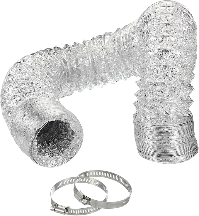 PATIKIL 10 Feet Dryer Vent Hose, 3 Inch Diameter Flexible Aluminum Ducting Flex Air Ducting Dryer Vent 2 Clamps Included for Heating Ventilation Air Conditioning, Silver