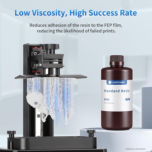 ANYCUBIC 3D Printer Resin Bundle, 405nm SLA UV-Curing Resin with High Precision and Quick Curing & Excellent Fluidity for LCD 3D Printing (4Packs*1kg White, 4kg in Total)
