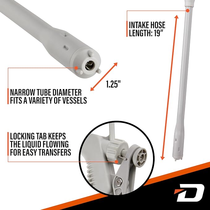 DEWAY Automatic Fuel Transfer Pump with Nozzle for Quick Flow Control & Stop, Powerful A Battery Powered with USB-C, 51 Inch Extra Long Hose Fits All Size Cans, Portable Pump Transfers - 3.8 Gal/Min