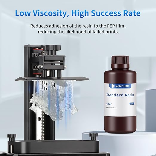 ANYCUBIC 3D Printer Resin, 405nm SLA UV-Curing Resin with High Precision and Quick Curing & Excellent Fluidity for LCD 3D Printing (Clear, 500g)