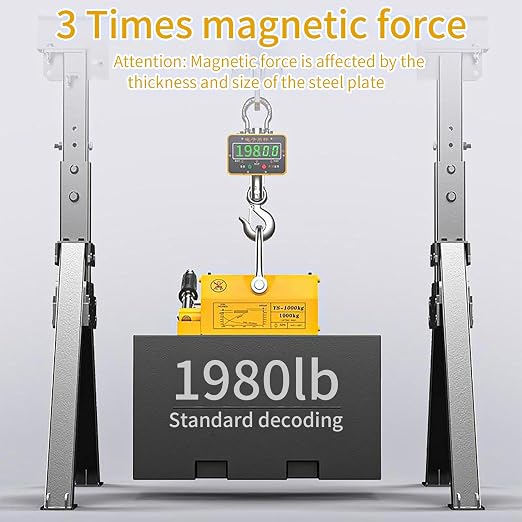 880 lb/400kg Magnetic Lifter, Permanent Magnetic Lifter with Release, for Lifting Plate Steel, Board, Used in Shop Crane, Hoist, Board