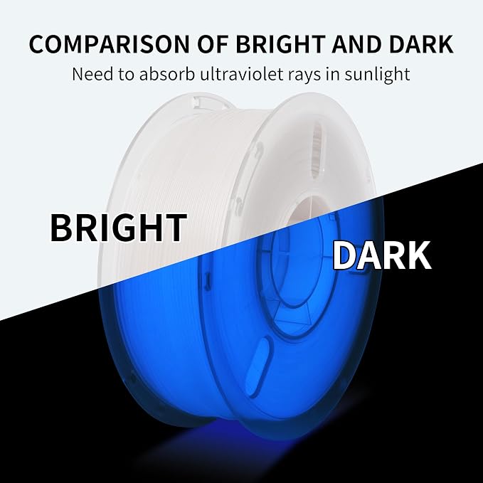RAMBERY Glow in The Dark Blue 3D Printer Filament Luminous PLA Filament 1.75mm 3D Printing Filament Fit Most FDM Printers, 1kg(2.2lbs)/Spool