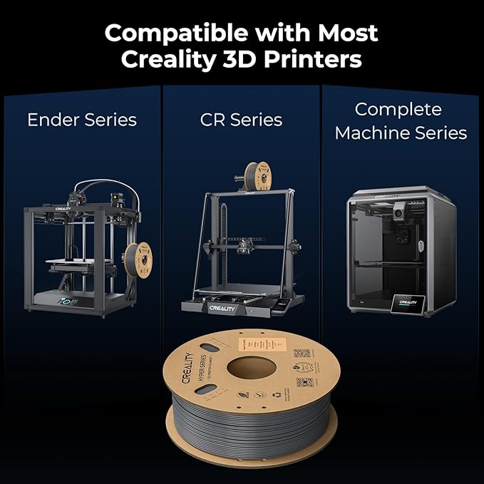 Creality Hyper ABS Filament 1.75mm 4KG, High-Temperature Resistant, High Impact Strength, Stable Printing Performance, +/- 0.05mm Accuracy（Black