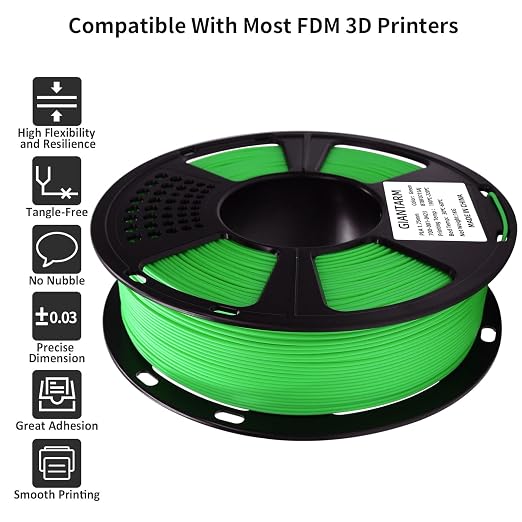 GIANTARM 3D Printer Filament, Green Pla Filament, 1Kg(2.2lbs) Spool, 1.75mm Dimension Accuracy +/- 0.03mm, 3D Printing Filament