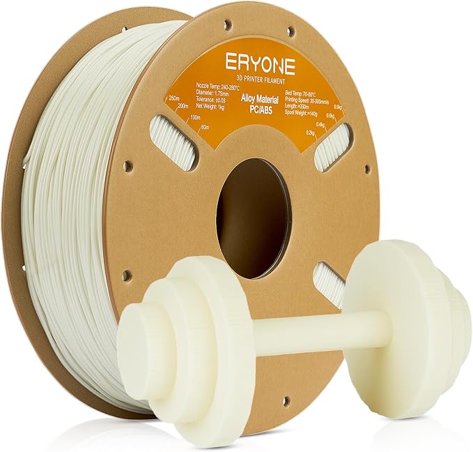 ERYONE Alloy Material PC/ABS Filament 1.75mm +/- 0.03mm, 3D Printing Filament PC/ABS, Industrial-Grade, Heat-Resistant, 1kg Spool (2.2LBS), White