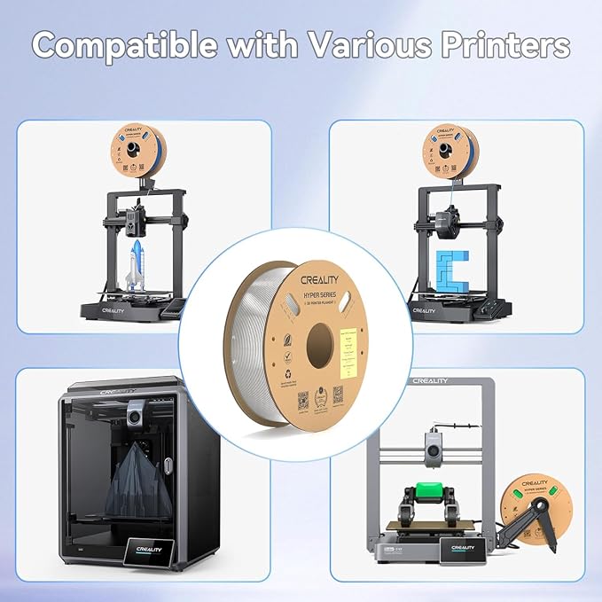 Official Creality Transparent Filament Hyper PETG Filament Clear 1.75mm, High Speed 600mm/s 3D Printer Filament PETG, 1kg(2.2lbs)/Spool, Dimensional Accuracy ± 0.05 mm