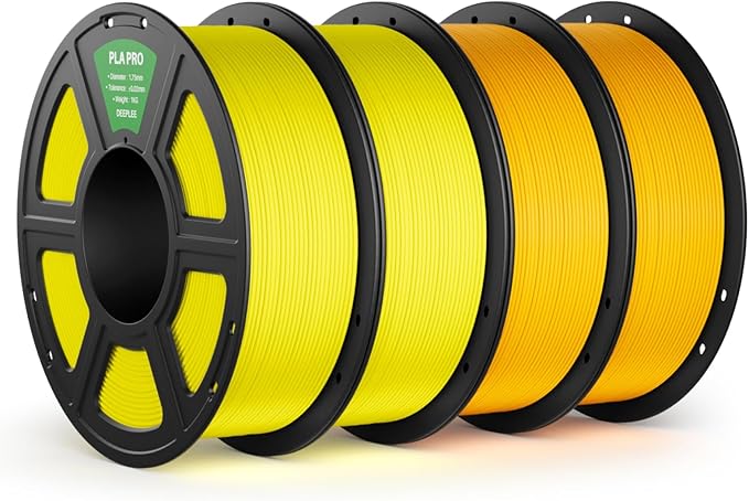 PLA PRO Filament 1.75mm, Stronger Toughness 3D Printer Filament 4KG, PLA Filament Dimensional Accuracy +/- 0.02 mm, Neatly Wound, Fits Most FDM 3D Printer, Yellow and Sunflower Yellow