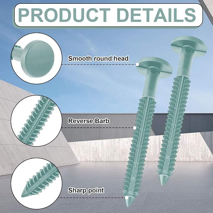 Blulu 18 Pcs 3 Inch Vinyl Shutter Fastener Window Panel Peg Lok Pin Pegs Screws Shutter Spikes Anchor (Wedgwood Blue)