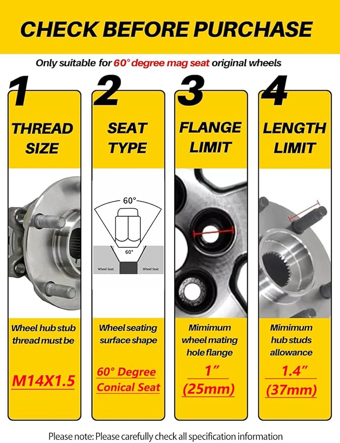 MIKKUPPA M14x1.5 Lug Nuts - One-Piece Chrome OEM Factory Style Large Acorn Seat Lug Nuts 7/8" Hex Replacement for Most Chrysler Dodge Jeep Ram Vehicles 24pcs Replace OEM 611-330