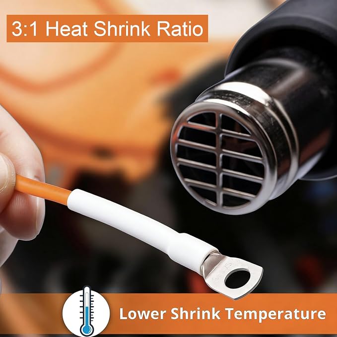 Heat Shrink Tubing Kit 355pcs - 3:1 Adhesive Lined - Electrical Waterproof Industrial Heat Shrink Terminal Connectors - Marine Grade Wire Connector Shrink Wrap Tube - 3.15" Length - White
