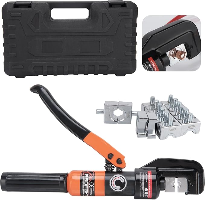Hydraulic Crimping Tool, Hydraulic Wire Crimping Tool | 12 AWG to 2/0 Gauge | Heavy-Duty Terminal Crimper with 9 Dies for Electrical, Battery & Welding Cables