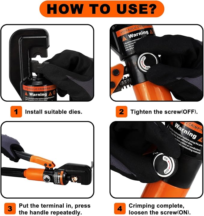 Sanuke Hydraulic Crimping Tool and Cable Cutter, 12 AWG to 2/0 AWG, Electrical Terminal Cable Crimper Tool Kit with 9 Die Sets and 40PCS Copper Wire Lugs