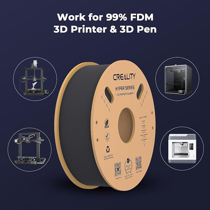 Creality Hyper PLA Filament 1.75mm, High-Speed 3D Printing Filament Up to 600mm/s, ±0.02mm Accuracy, 3D Printing Filament Fits for Most FDM 3D Printers (White)