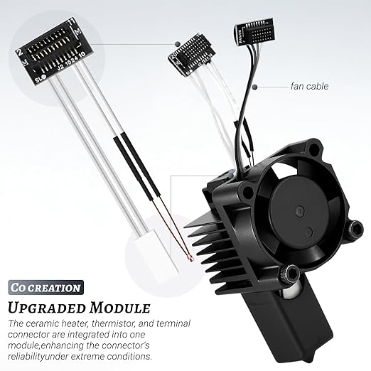 P1P P1S Hotend Complete Kit, Complete Assembly for Bamboo Lab P1 Series 3D Printer, 0.4 mm Hardened-Steel Nozzle, Ceramic Heater, Thermistor, Fan and 3D Printers Extruder Heating Block Replacement