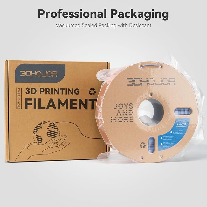 3DHoJor Matte PLA Filament 1.75mm, 1kg, Grey, 1.75mm Diameter, 2.2lbs Display Weight