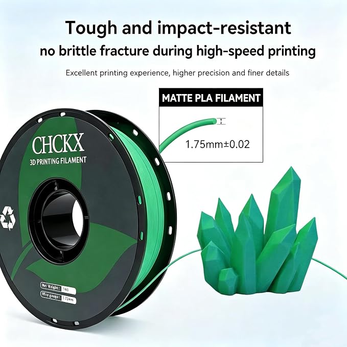 3D Printer Filament Matte Triple Color PLA Blue-Green-Yellow, 1.75mm, 1KG Spool(2.2lbs), Dimensional Accuracy +/- 0.02mm, Matte Blue-Green-Yellow