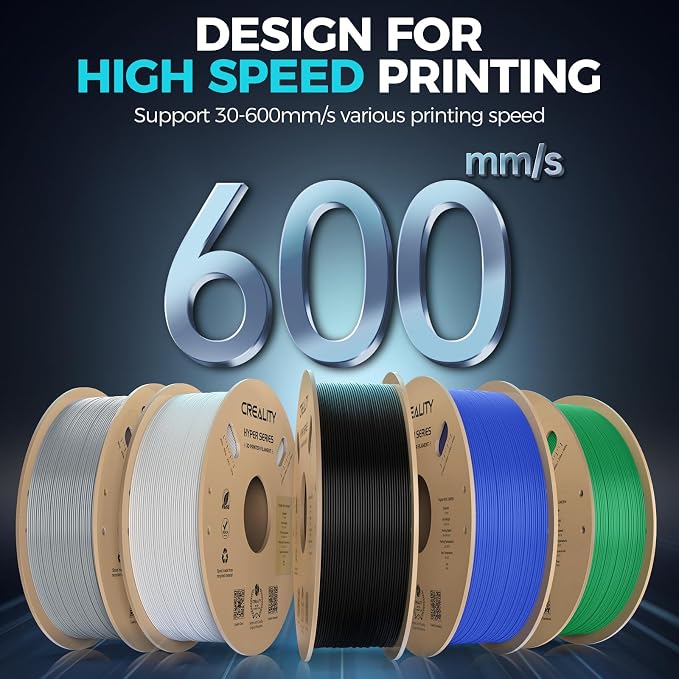 Creality PETG Filament, Hyper 1.75 mm 1 kg PETG: High-Speed 3D Printer Filament 30-600 mm/s, Dimensional Accuracy +/- 0.02 Cardboard Spool (2.2 lbs) for Most FDM 3D Printers,Grey