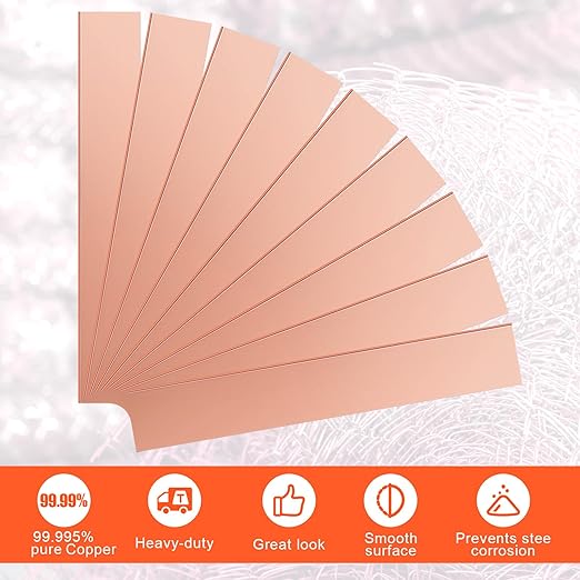 Yaocom 10 Pack Pure Copper Anode Sheet (99.995% Pure) for Plating and Electroplating, Copper Electrode Strip 0.04'' x 1'' x 6'' / 1mm x 25mm x 150mm