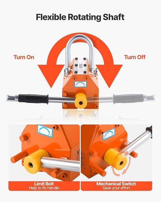 VEVOR Magnetic Lid Lifter Dolly, 1320 lbs Pulling Capacity, Steel Dolly with Heavy Duty Magnet Lift and 2 Wheels, Adjustable Handle, N42 Neodymium, Foldable and Portable, for Lifting Manhole Covers