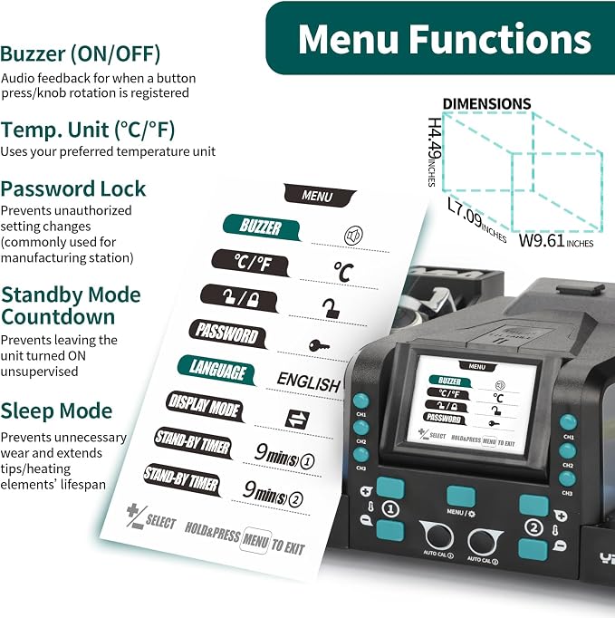 YIHUA 982D-III 2-IN-1 Precision Soldering Station with C210 Soldering Iron and C120 Hot Tweezers Cartridge Tip System for SMD Rework, Micro Soldering, Professional Soldering Iron Kit